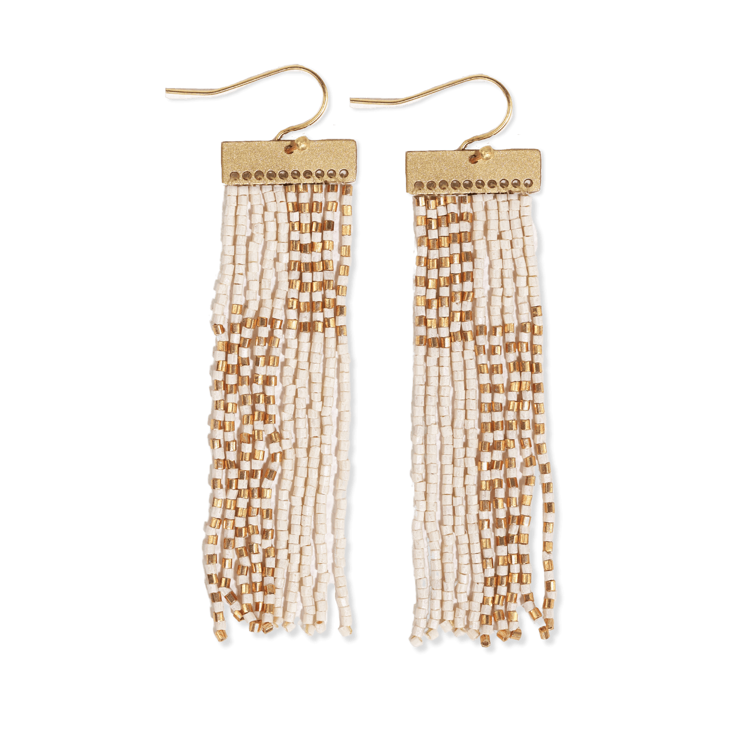 Lana Gold + Ivory Beaded Fringe Earrings