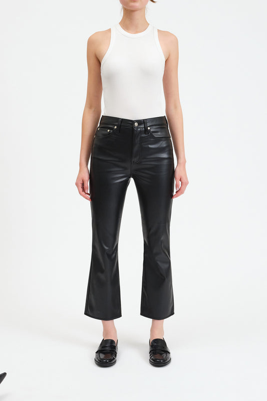 Shy Girl Crop Flare Vegan Leather Pant