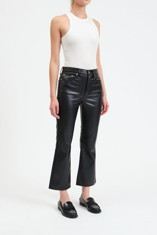 Shy Girl Crop Flare Vegan Leather Pant