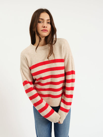 Carlyle Stripe Sweater in Red Oat