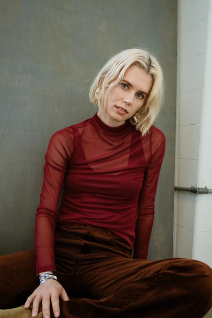 Tessa Mesh Funnel Neck Top - FINAL SALE