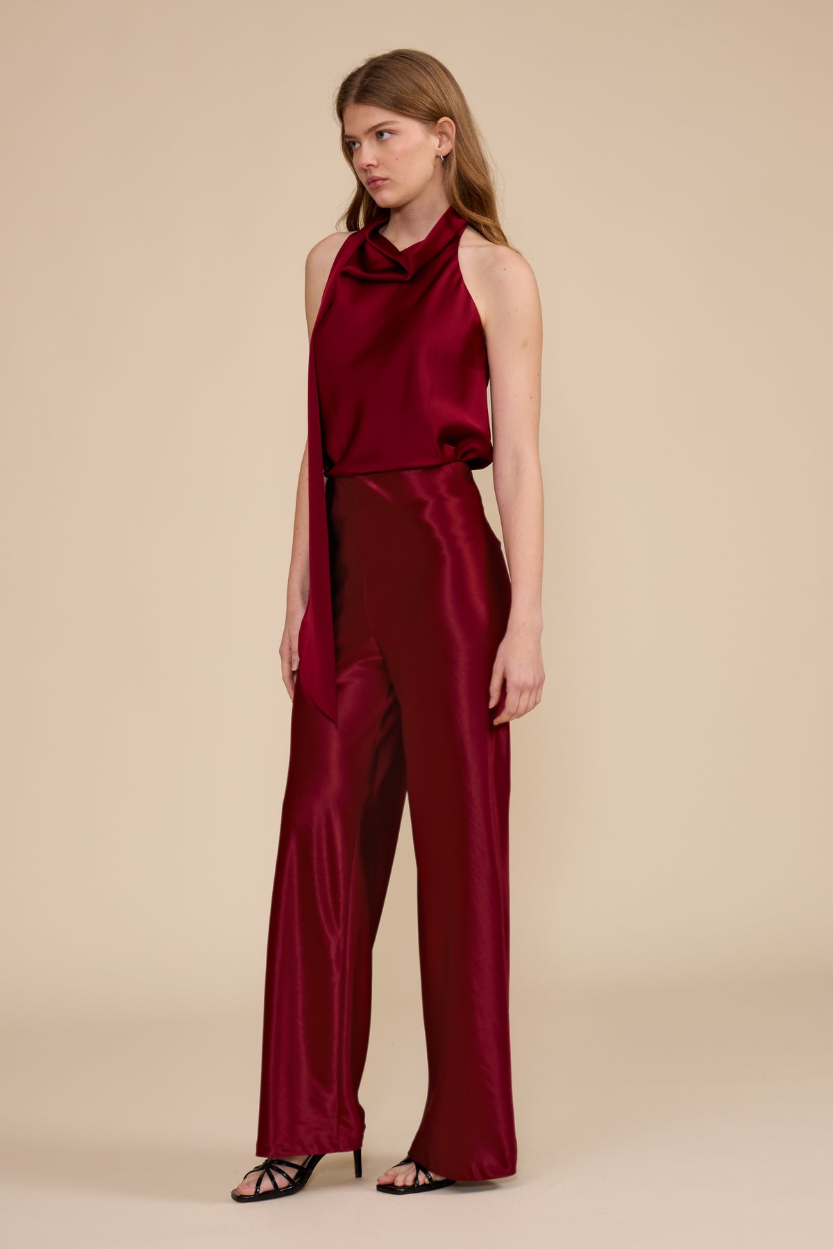 Deep Merlot Satin Pants