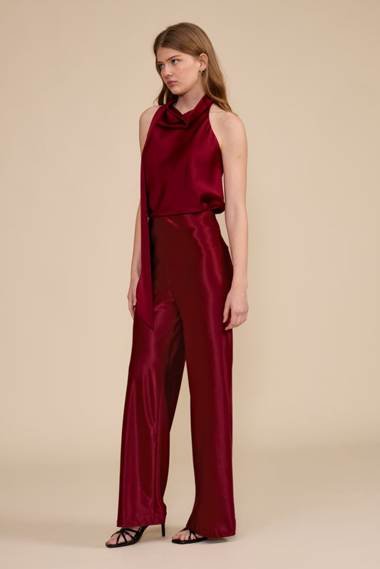 Deep Merlot Satin Pants