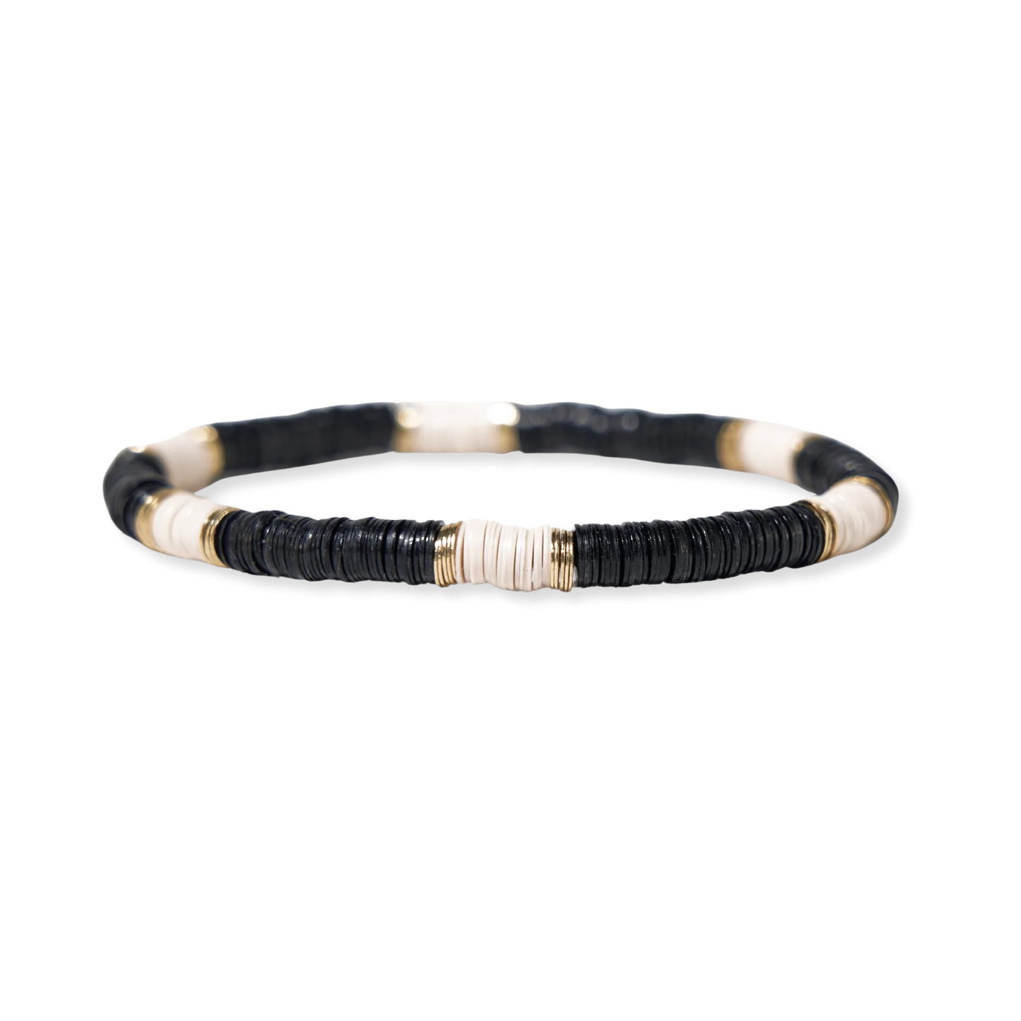 Grace Cream Stripes on Black Stretch Bracelet