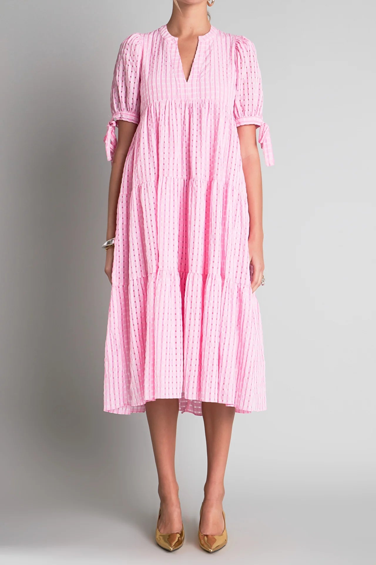 Pink Gingham Midi Dress - FINAL SALE