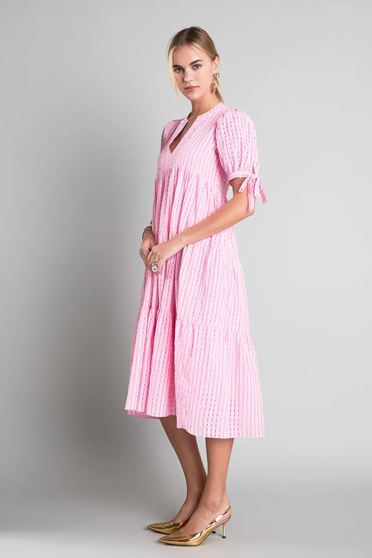 Pink Gingham Midi Dress - FINAL SALE