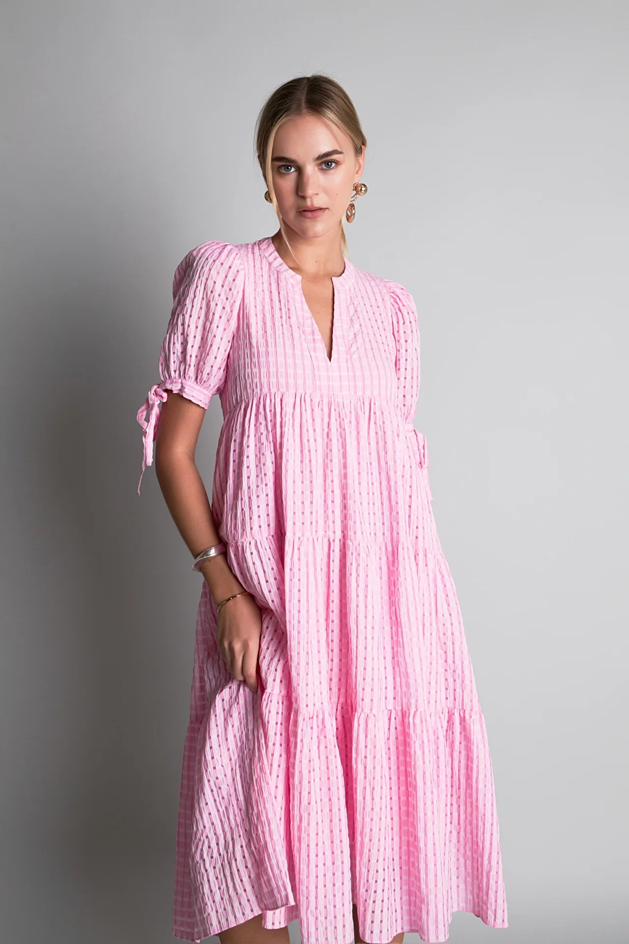 Pink Gingham Midi Dress - FINAL SALE