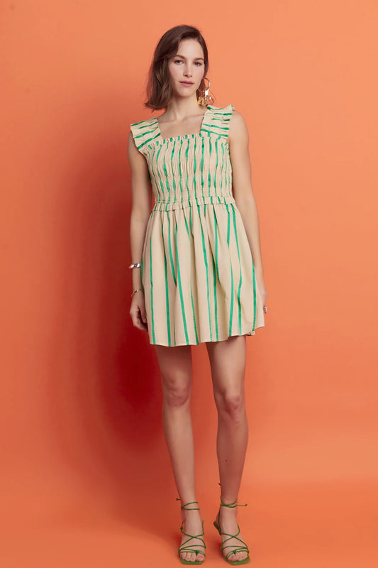 Green Stripe Mini Dress