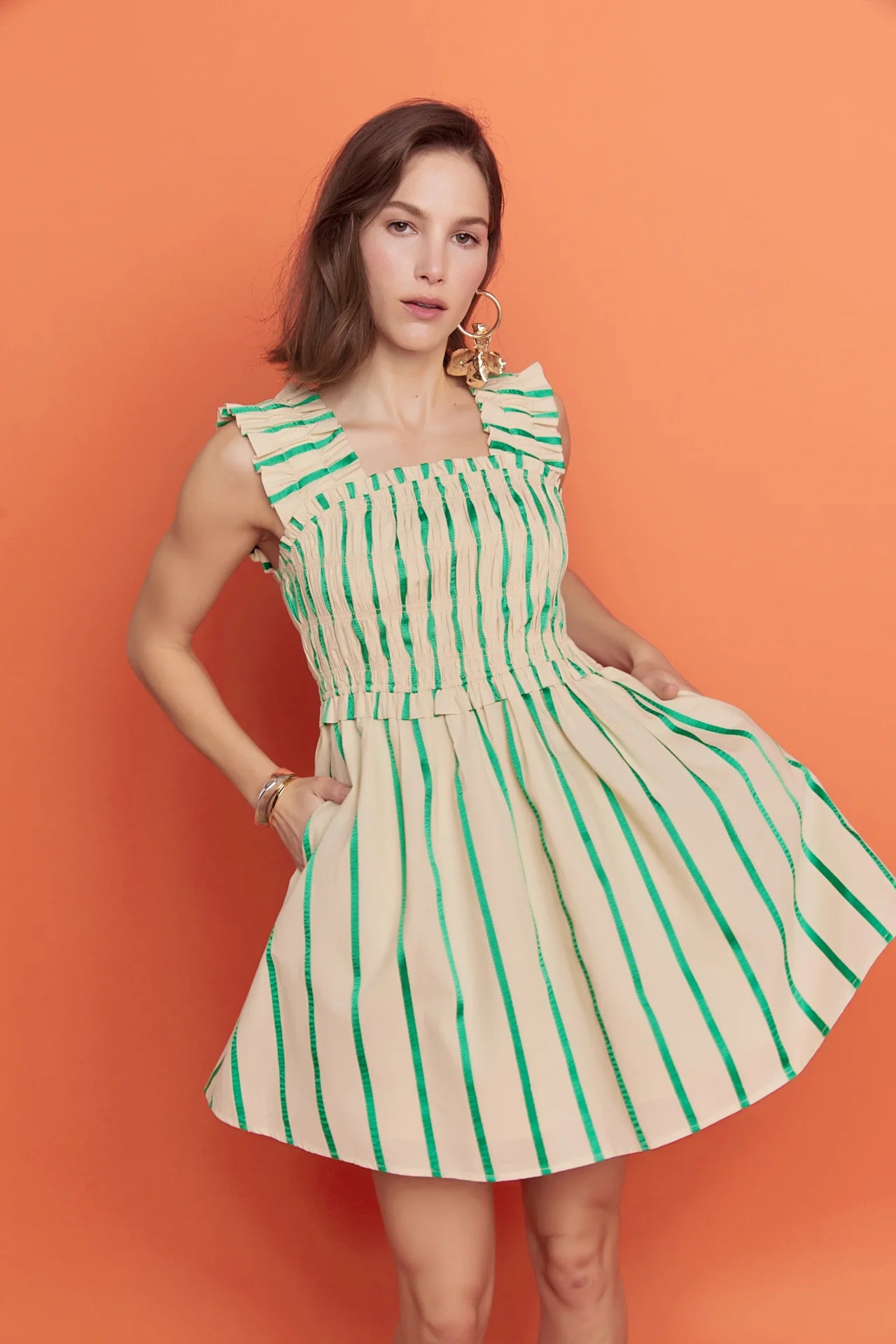 Green Stripe Mini Dress
