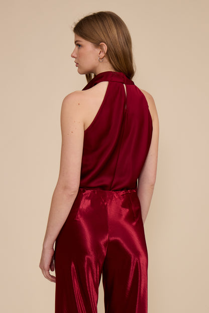 Deep Merlot Halter Scarf Top