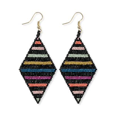 Frida Black Rainbow Beaded Earrings