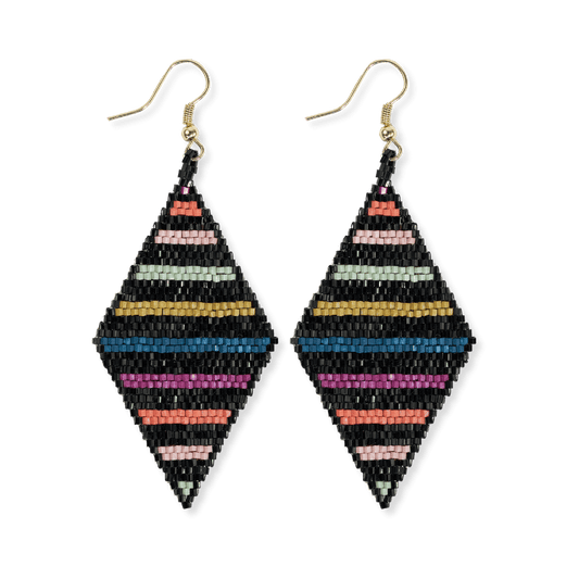 Frida Black Rainbow Beaded Earrings