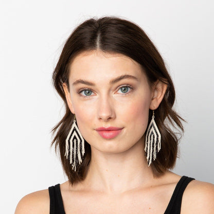 Haley Black Stacked Triangle Earrings
