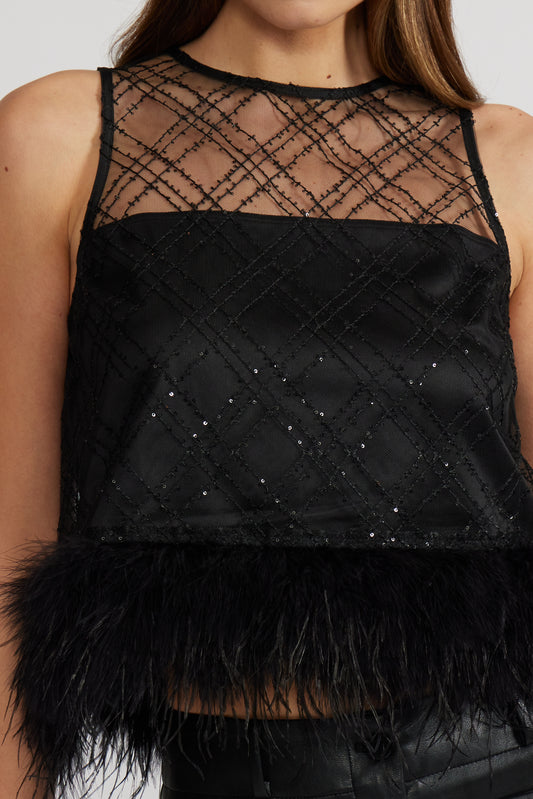 Miley Feather Trim Top