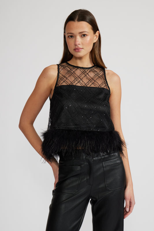 Miley Feather Trim Top