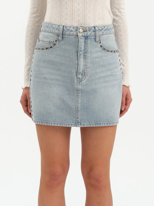 daze denim mini skirt studded studs