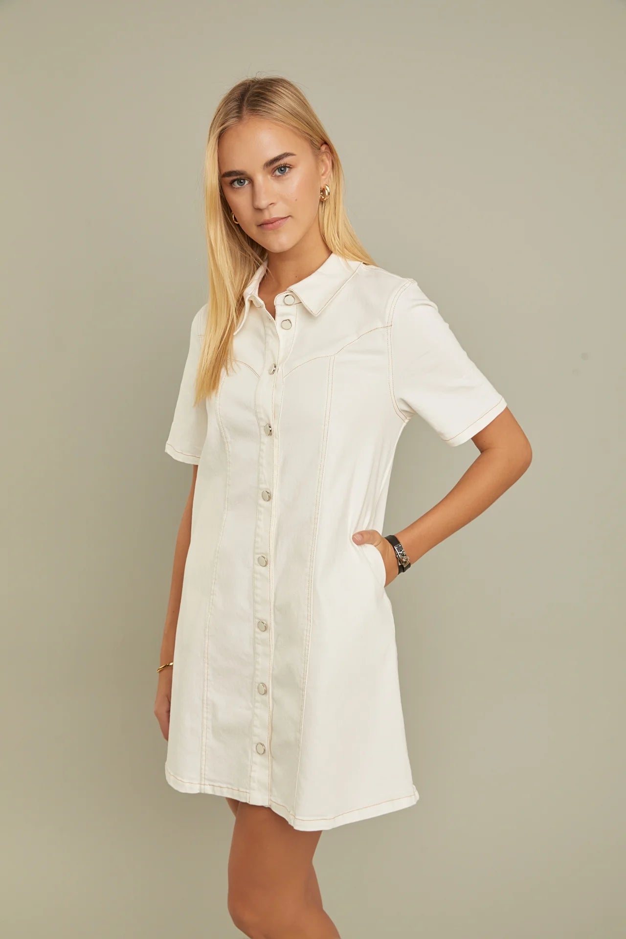 White Denim Mini Dress