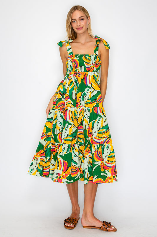 Calypso Monstera Midi Dress