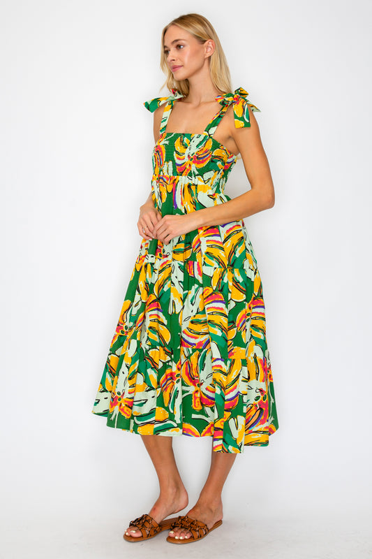 Calypso Monstera Midi Dress