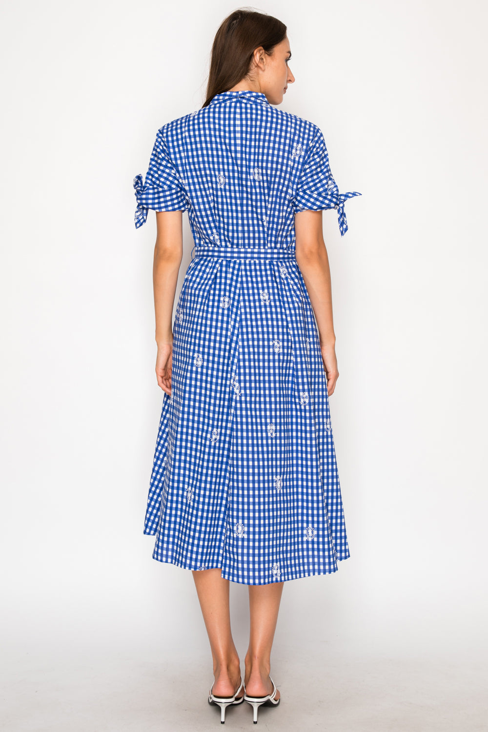 Azure Gingham Midi Dress