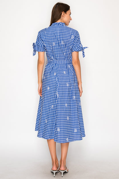 Azure Gingham Midi Dress