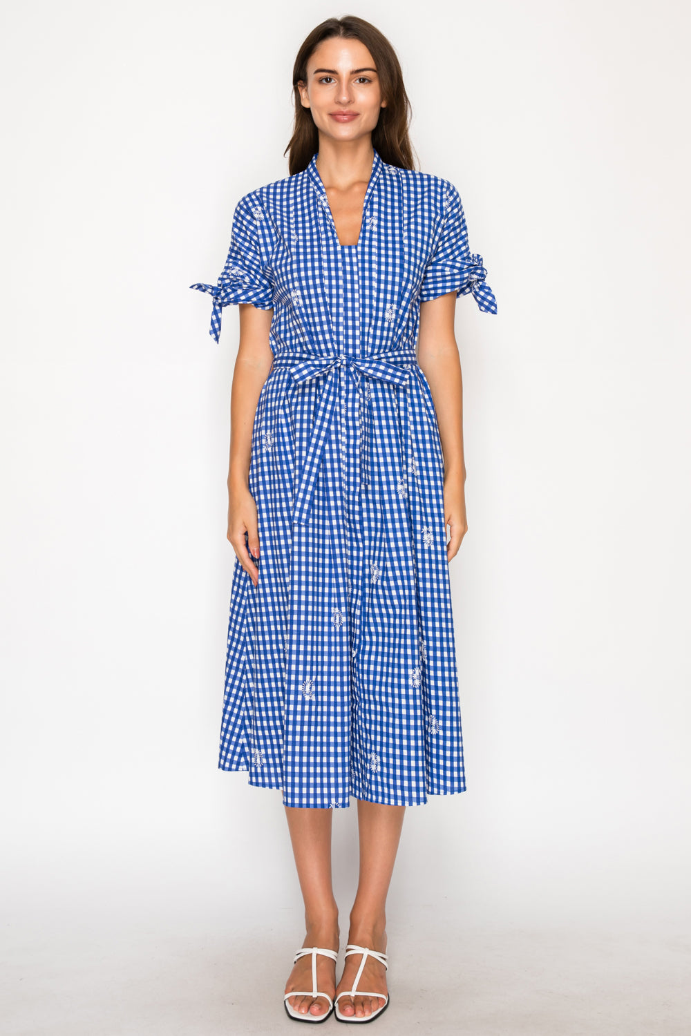 Azure Gingham Midi Dress
