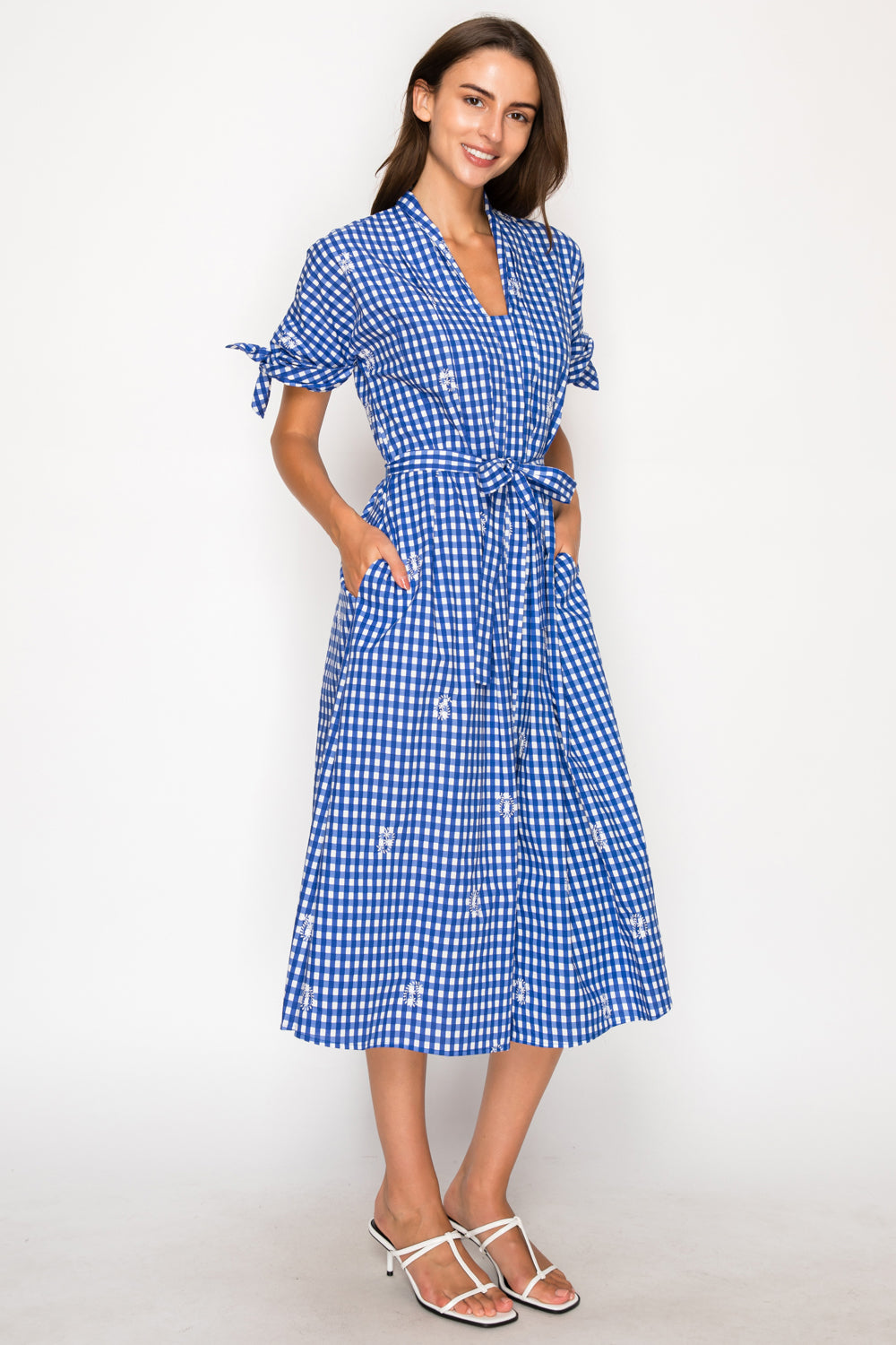 Azure Gingham Midi Dress