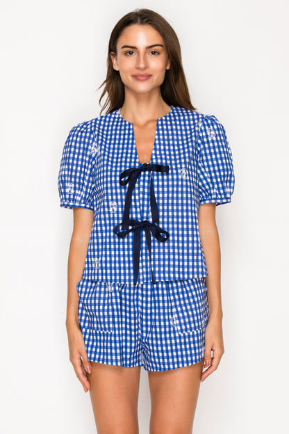 Azure Gingham Shorts
