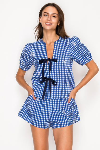 Azure Gingham Shorts