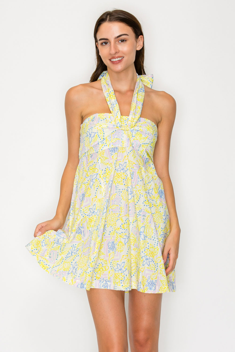 Lemon Breeze Halter Dress
