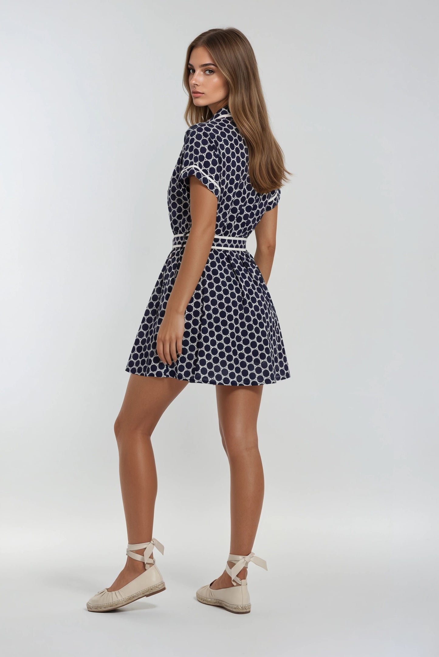 Naomi Marine Dot Dress