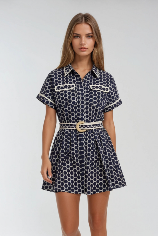 Naomi Marine Dot Dress