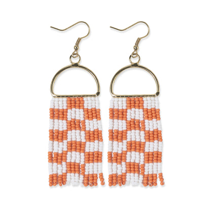 Allison Orange Checkered Earrings