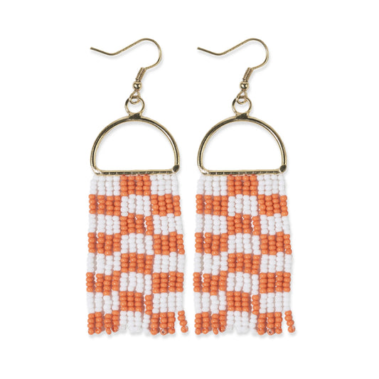 Allison Orange Checkered Earrings