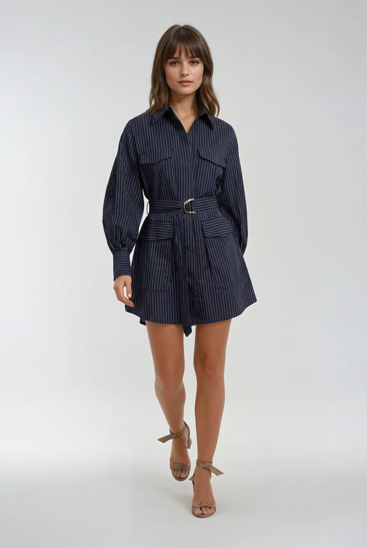 Fatema Navy Stripe Dress