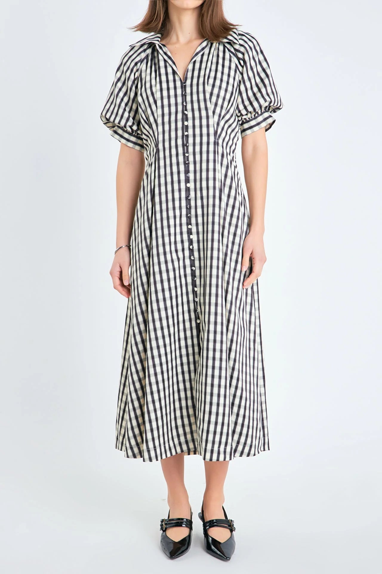 Gingham Check Midi Dress