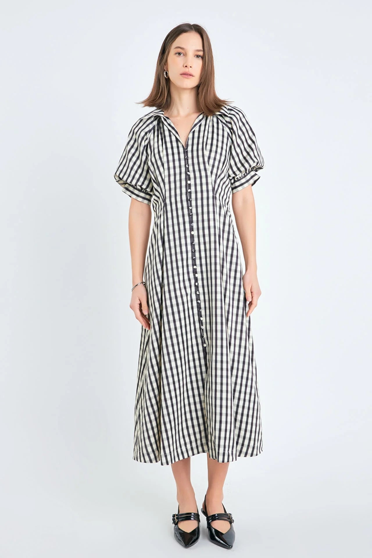 Gingham Check Midi Dress