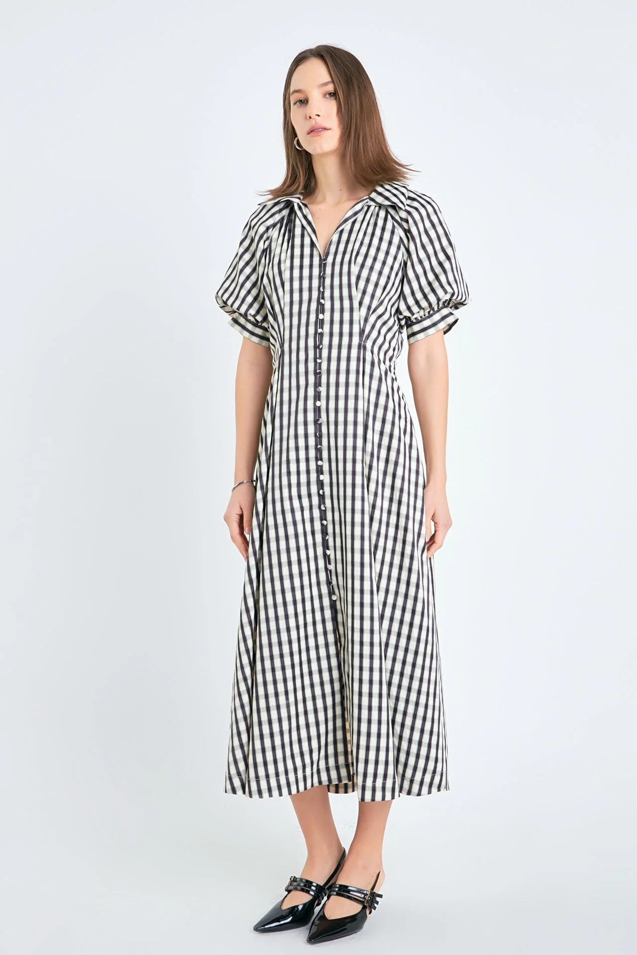 Gingham Check Midi Dress