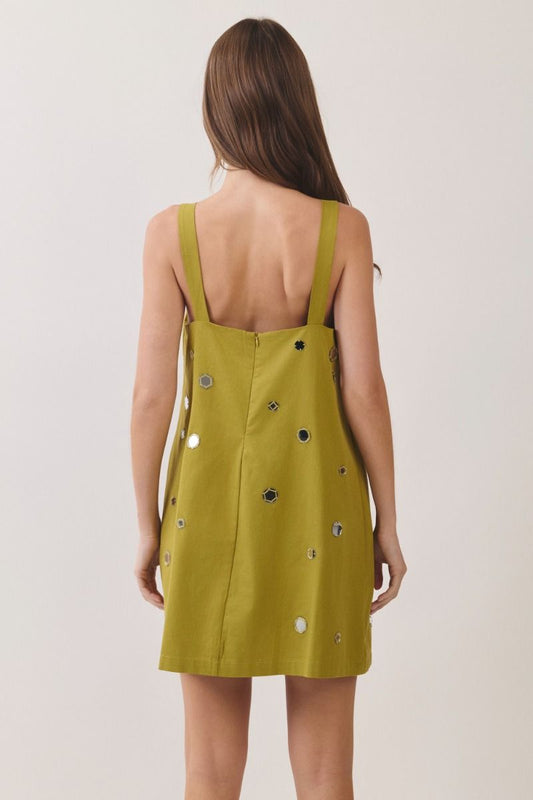 Olive Disco Mini Dress