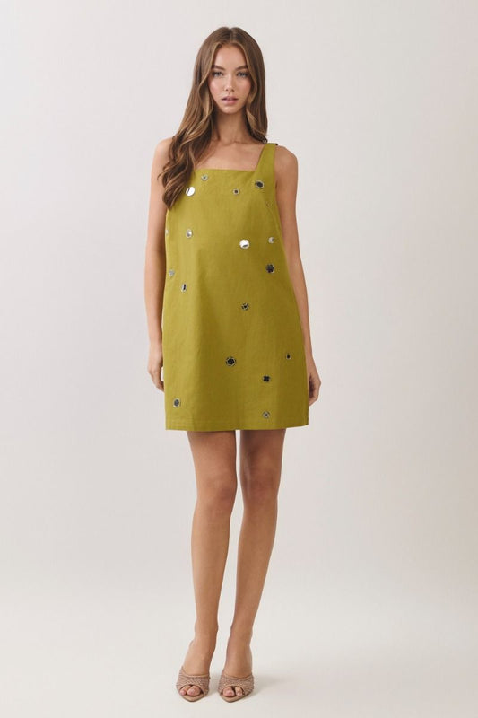 Olive Disco Mini Dress