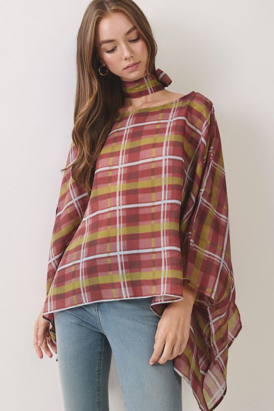 Harvest Plaid Scarf Top