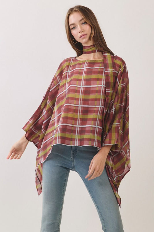 Harvest Plaid Scarf Top