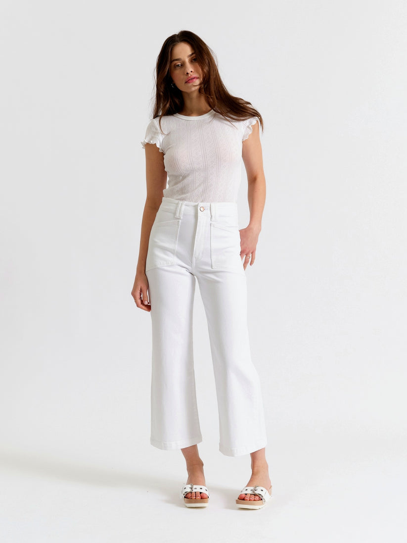 cropped ankle length white jeans denim pants