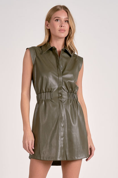 army olive green vegan leather dress