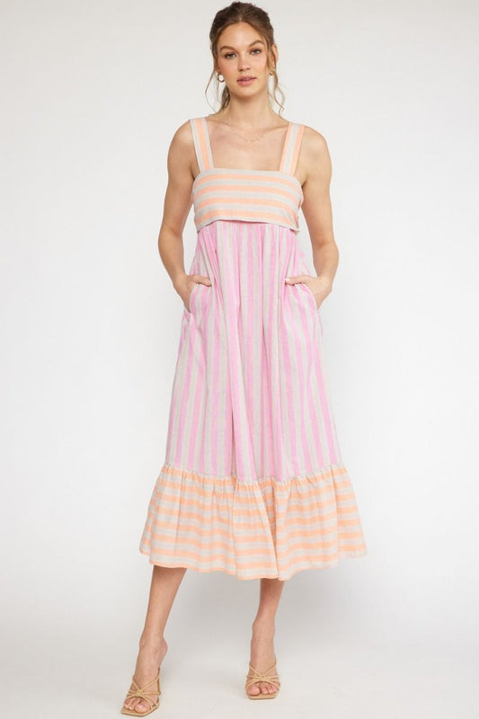 Sherbert Stripes Midi Dress