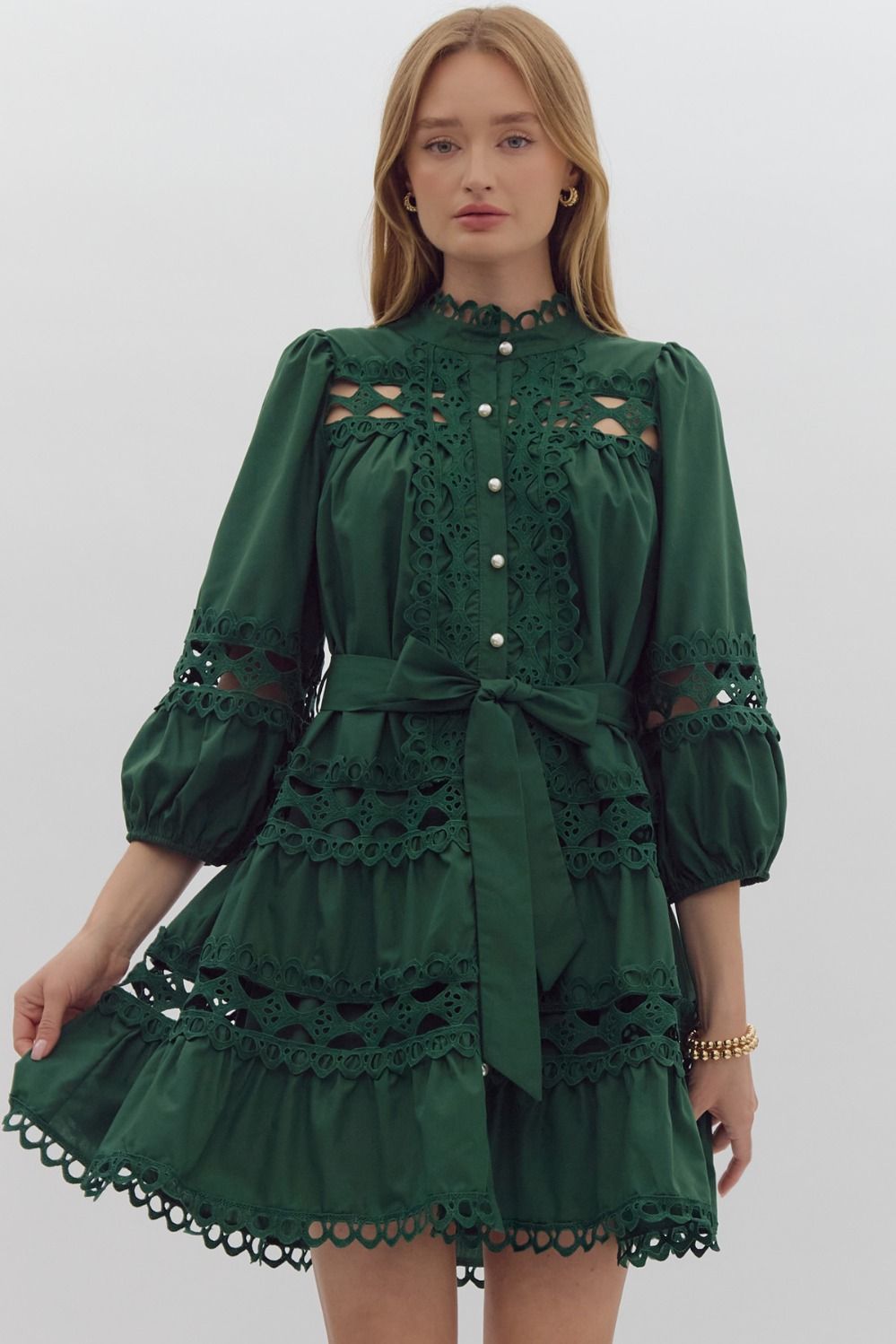 Evergreen Lace Mini Dress