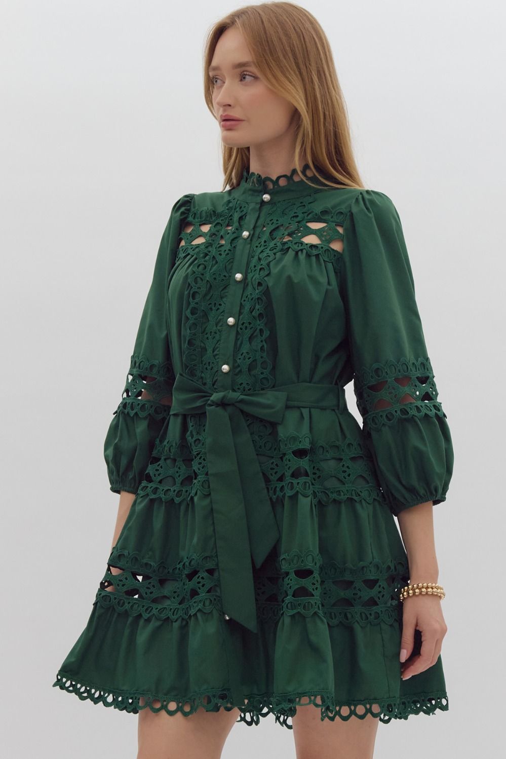 Evergreen Lace Mini Dress