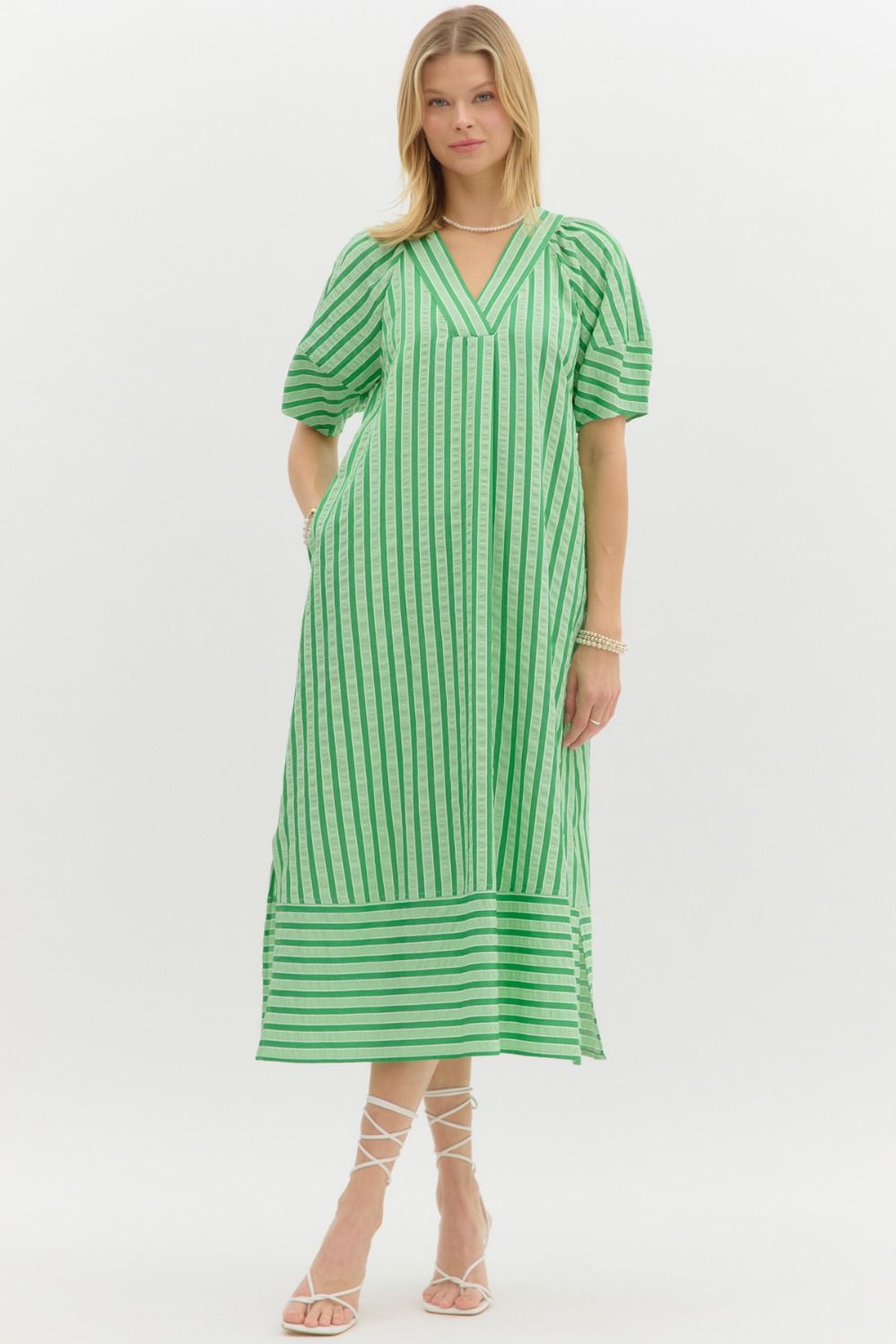 Pistachio Stripe Midi Dress