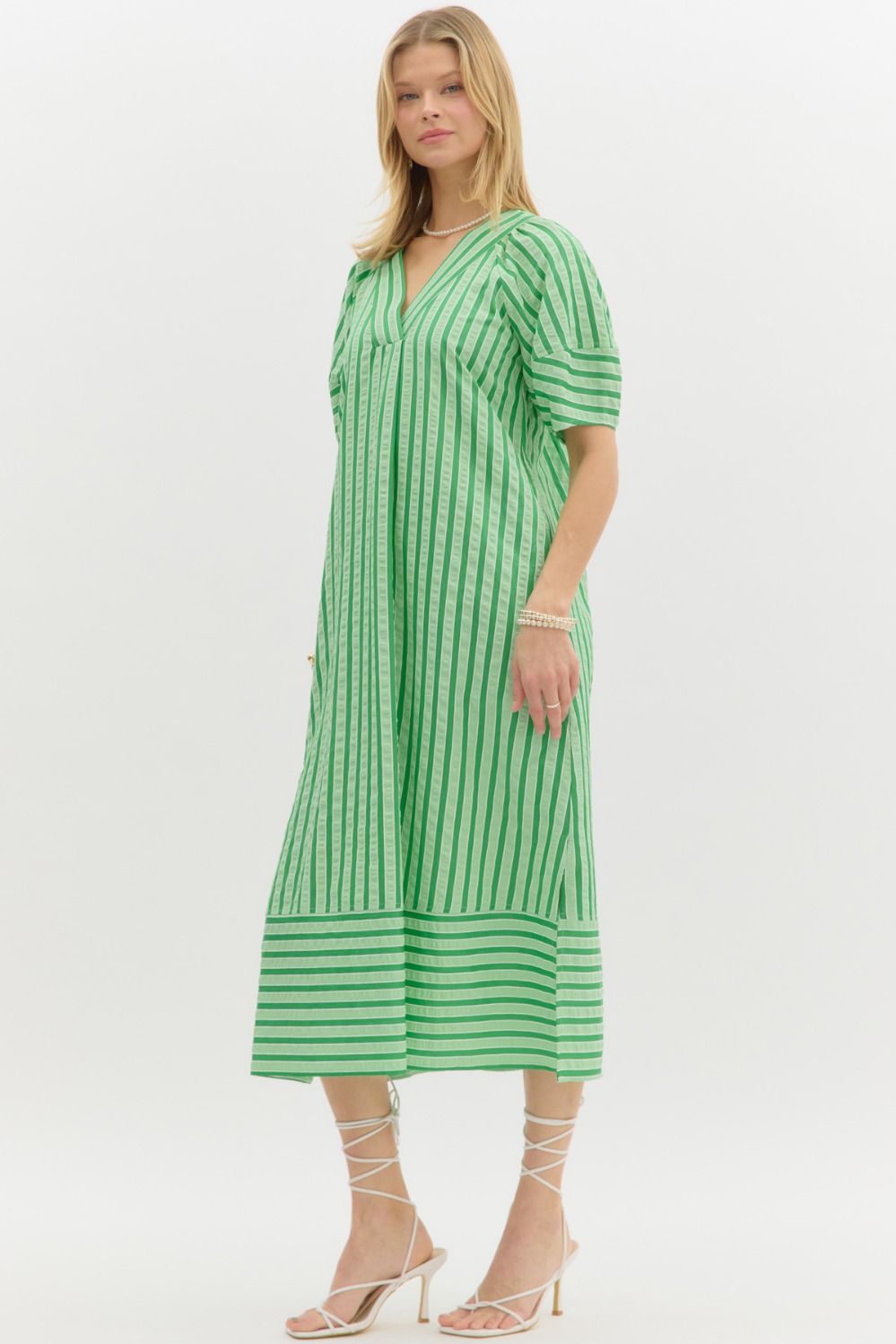 Pistachio Stripe Midi Dress