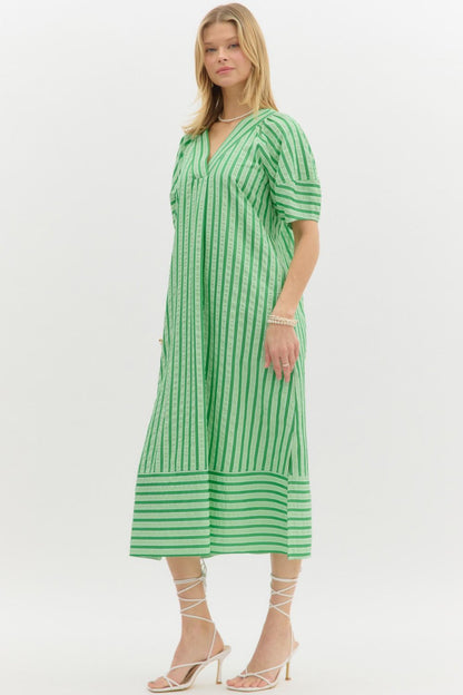 Pistachio Stripe Midi Dress
